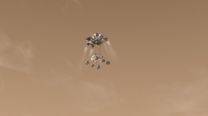 La tecnologia Sky Crane testata da Curiosity permette atterraggi più precisi (Credit: NASA)