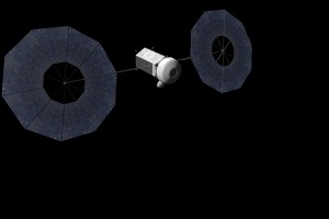 Concept del veicolo per la cattura dell'asteroide, prima del dispiegamento del sistema di cattura. (c) NASA