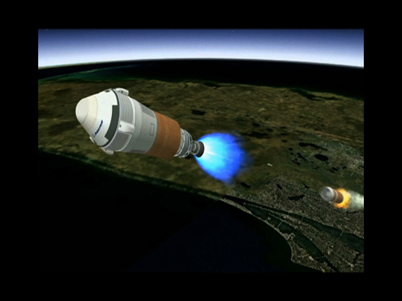 L'upper stage Centaur entra in azione non appena terminata la spinta del primo stadio dell'Atlas V. Credit: Boeing