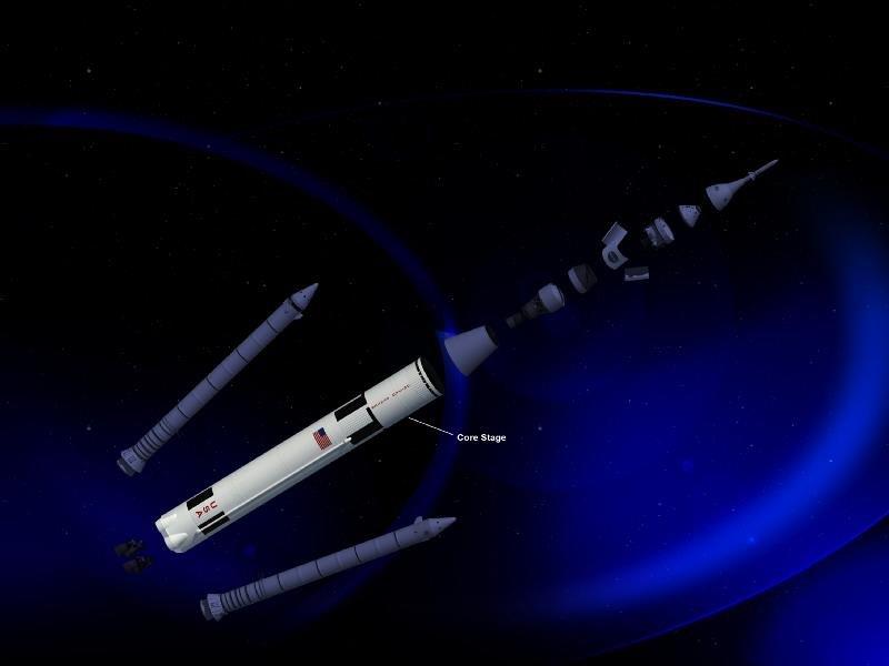 Nell'immagine artistica è evidenziato il core stage criogenico dello Space Launch System nella configurazione da 70 tons. Credit: NASA