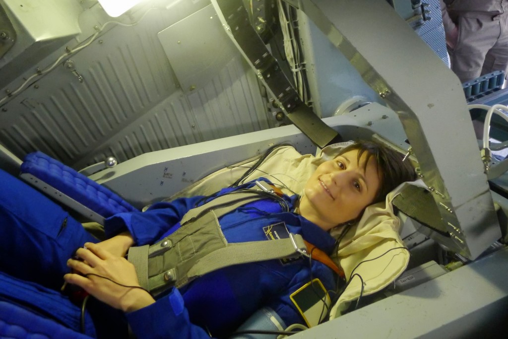 Samantha Cristoforetti dopo una sessione a 8G nella centrifuga di Star City. Fonte: Gagarin Cosmonaut Training Center