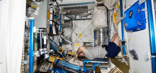 Kevin Ford si allena sulla macchina ARED della ISS. Fonte: NASA