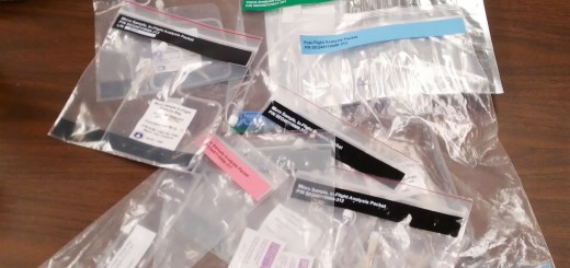 Contenitori di campioni d'acqua della ISS per l'analisi. Fonte: Samantha Cristoforetti