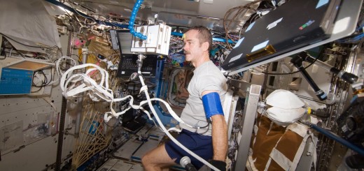 Chris Hadfield esegue una Periodic Fitness Assessment (PFE) sulla ISS. Fonte: NASA