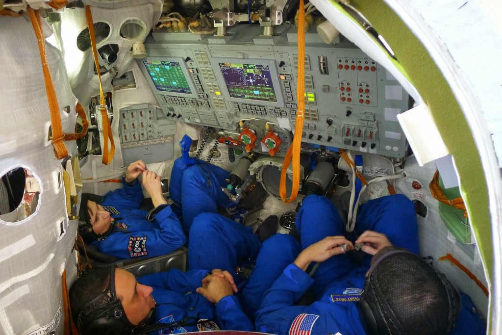 Samantha Cristoforetti e l'equipaggio della Soyuz TMA-15M nel simulatore a Star City. Fonte: Samantha Cristoforetti