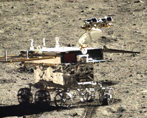 Un'altra vista ravvicinata del rover Yutu. Credit: SASTIND/CNSA/Xinhua.