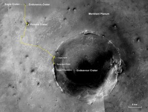 La strada percorsa da Opportunity nei suoi 10 anni di missione - NASA/JPL-Caltech/MSSS/NMMNHS 