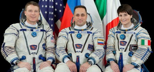 L'equipaggio della Soyuz TMA-15M in tuta Sokol: Terry Virts, Anton Shkaplerov e Samantha Cristoforetti. Credit: Gagarin Cosmonaut Training Center