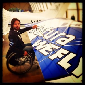 Marco Cherubini di WeFly! Team con il suo aereo. Credit: WeFly! Team