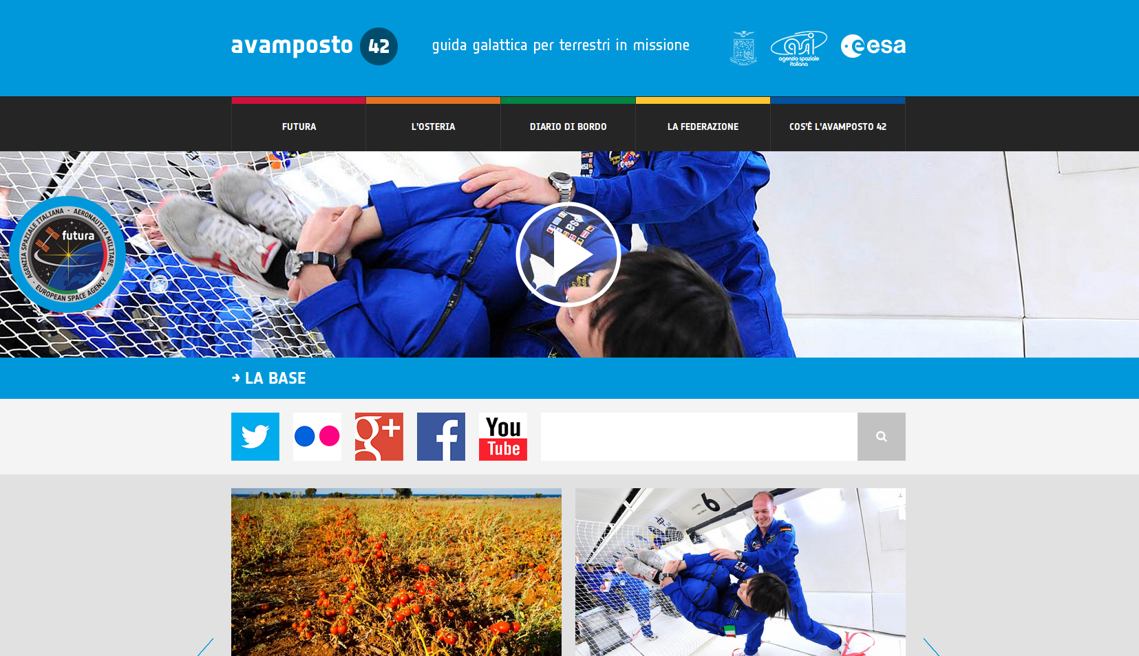 la home page del sito Avamposto 42 di Futura. Credit: ESA/ASI