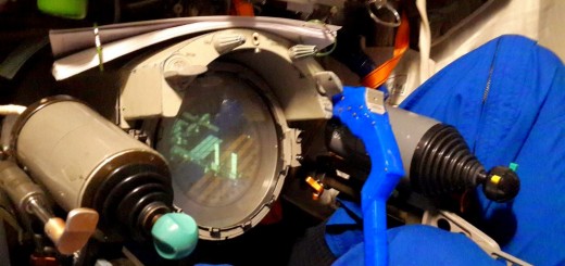 La vista dal periscopio in una simulazione dell'equipaggio della Soyuz TMA-15M. Credit: Samantha Cristoforetti