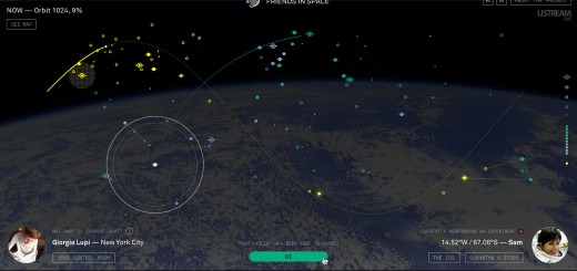 Schermata del sito Friends in Space (prototipo). Credit: Accurat