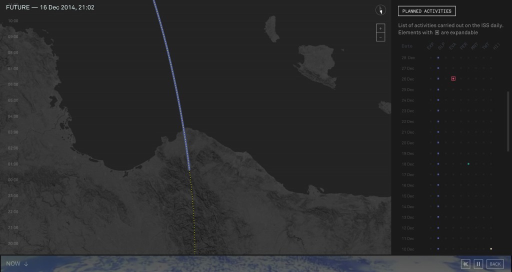 La vista del futuro del sito Friends in Space (prototipo). Credit: Accurat