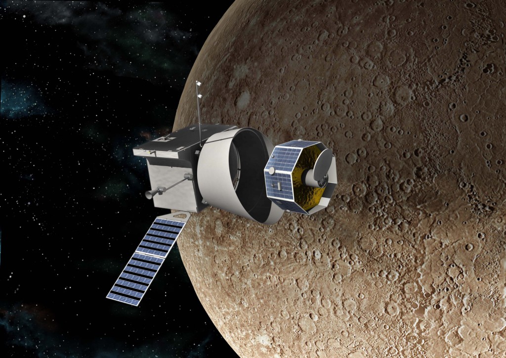 Rappresentazione del momenti della separazione fra MPO (a sinsitra) e la più piccola MMO. Le due sonde avranno una massa di 1.150 kg e 275 kg rispettivamente. Credit: ESA