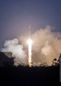 Decollo della missione Soyuz VS11 con i due nuovi satelliti Galileo. Credit: ESA/CNES/ARIANESPACE-Service Optique CSG