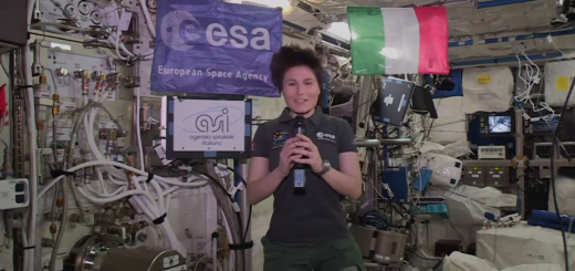 Il collegamento di Samantha Cristoforetti con Matteo Renzi dell'8 aprile 2015. Credit: NASA TV