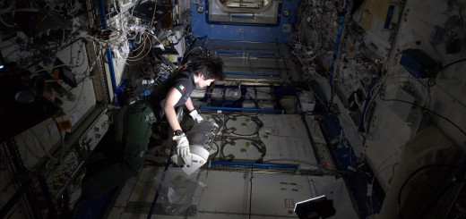 Samantha Cristoforetti preleva i campioni dell’esperimento Differenziazione delle Cellule Staminali dal congelatore MELFI. Credit: ESA/NASA