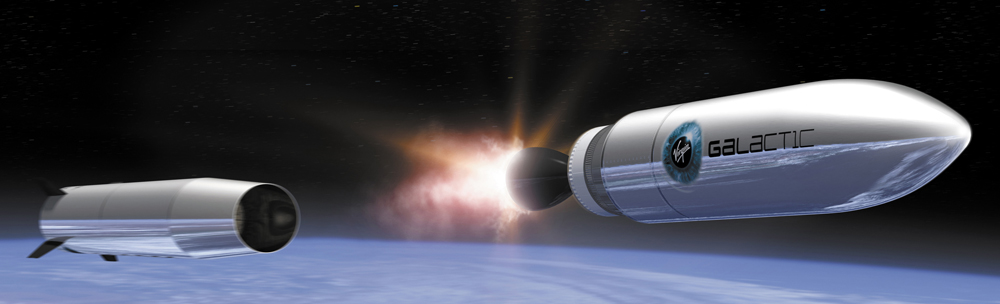 Il sistema LauncherOne di Virgin Galactic in fase di stagig. Credits: Virgin Galactic