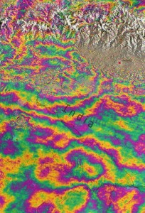 Un'immagine delle rilevazioni effettuate a seguito del terremoto in Nepal dell'Aprile 2015 