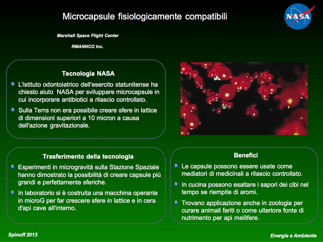 Microsfere create in microgravità da applicare ad un ampia gamma di settori © NASA / Veronica Remondini