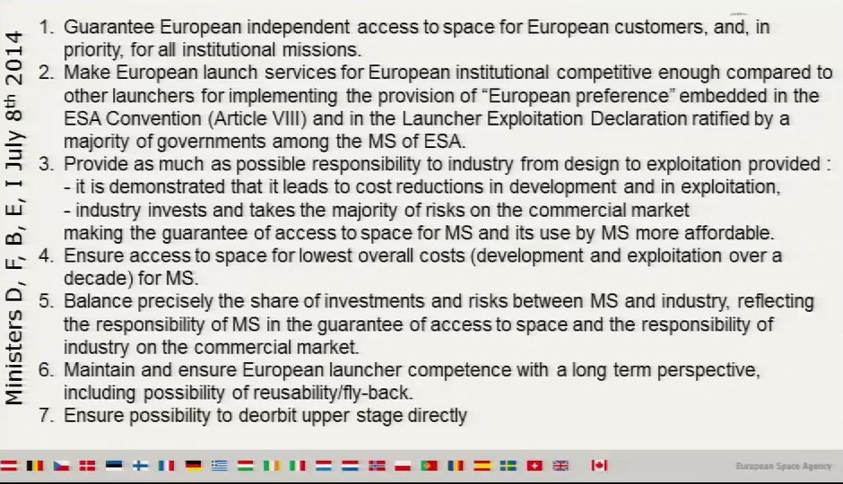 Le caratteristiche dei futuri lanciatori europei "Made in ESA" - 