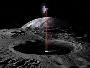 Rappresentazione artistica del CubeSat Lunar Flashlight sopra il polo sud lunare Credits: NASA