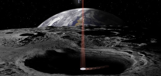 Rappresentazione artistica del CubeSat Lunar Flashlight sopra il polo sud lunare Credits: NASA