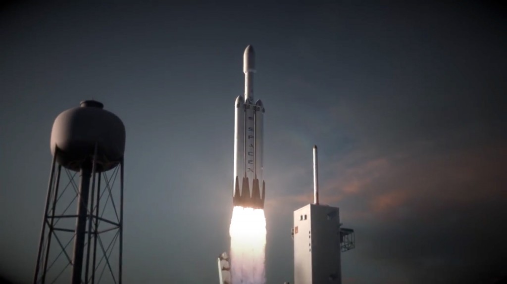 Il liftoff di Falcon Heavy per ora esiste solo come artist's concept. Credits: SpaceX