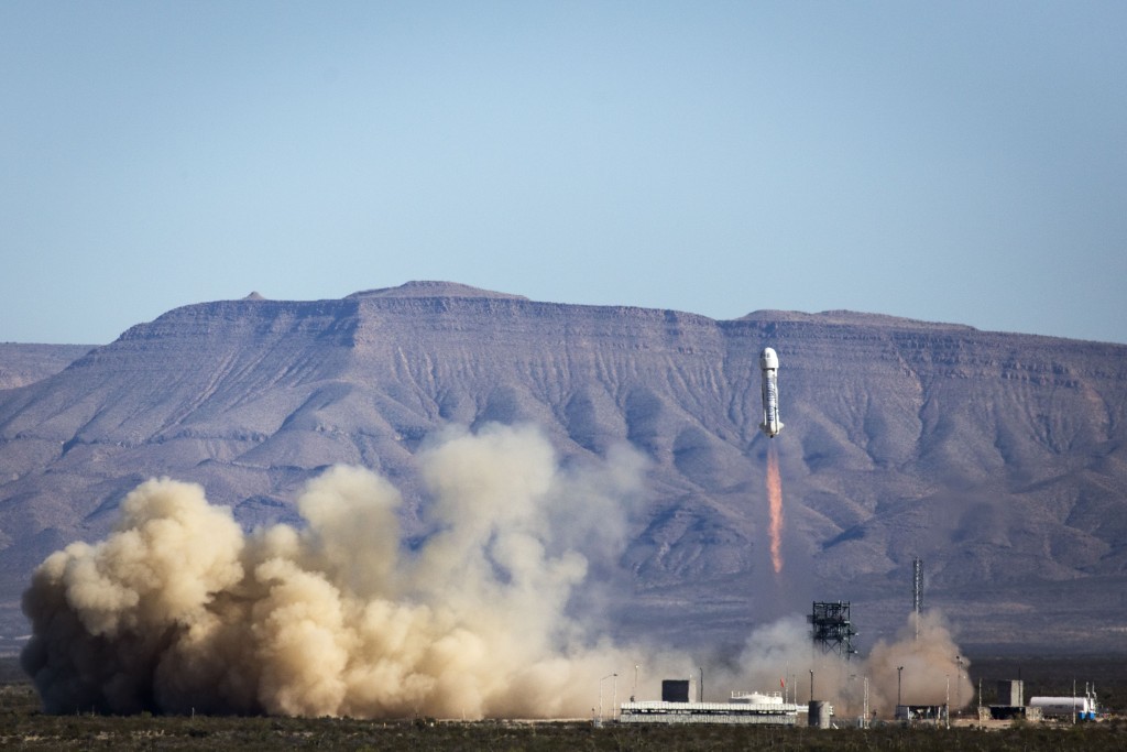 Il terzo decollo del booster NS2. Credit: Blue Origin
