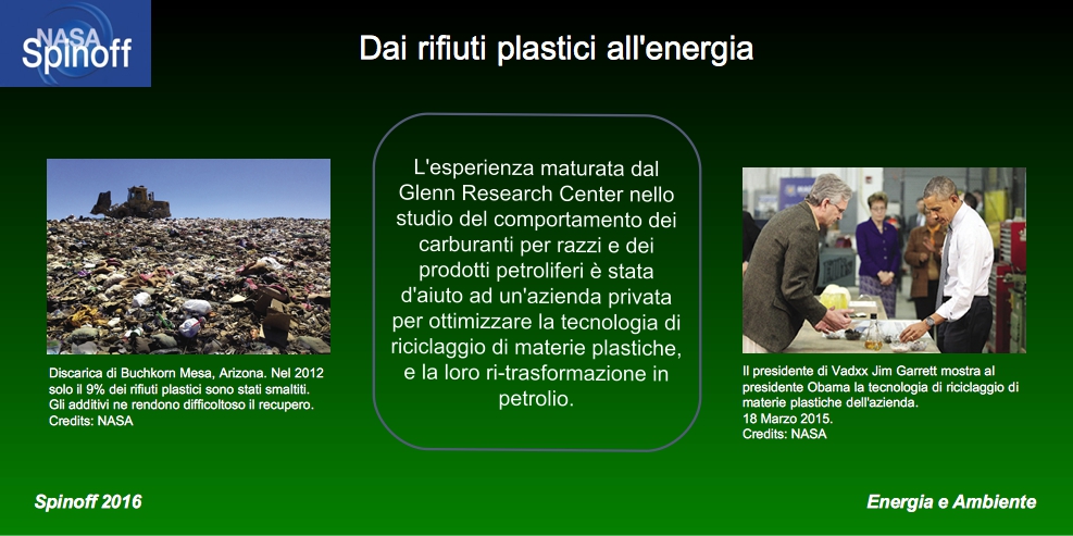 Trasformazione dei rifiuti plastici in petrolio © NASA / Veronica Remondini
