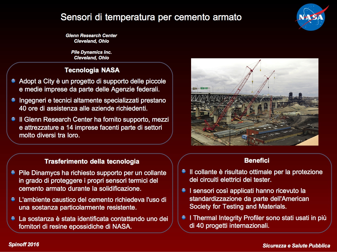 Sensori termici per cemento armato © NASA / Veronica Remondini