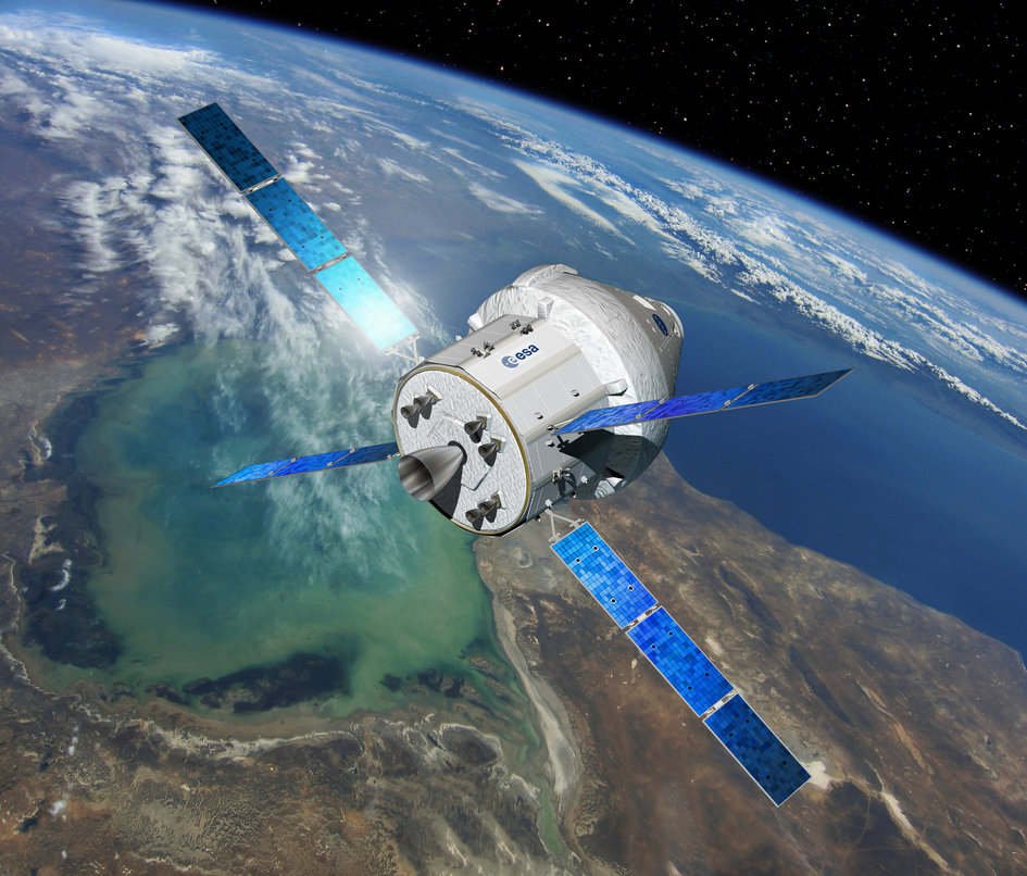 Un'mmagine artistica della capsula Orion con l'European Service Module (C) ESA/NASA.