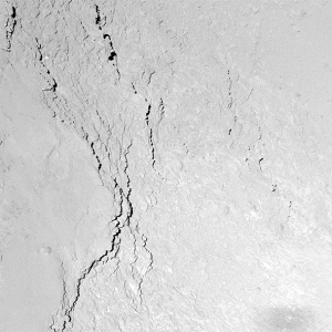 Animazione di 12 fotogrammi che riprendono l’ombra di Rosetta sulla superficie della cometa 67P. Credit: ESA/Rosetta/MPS for OSIRIS Team MPS/UPD/LAM/IAA/SSO/INTA/UPM/DASP/IDA