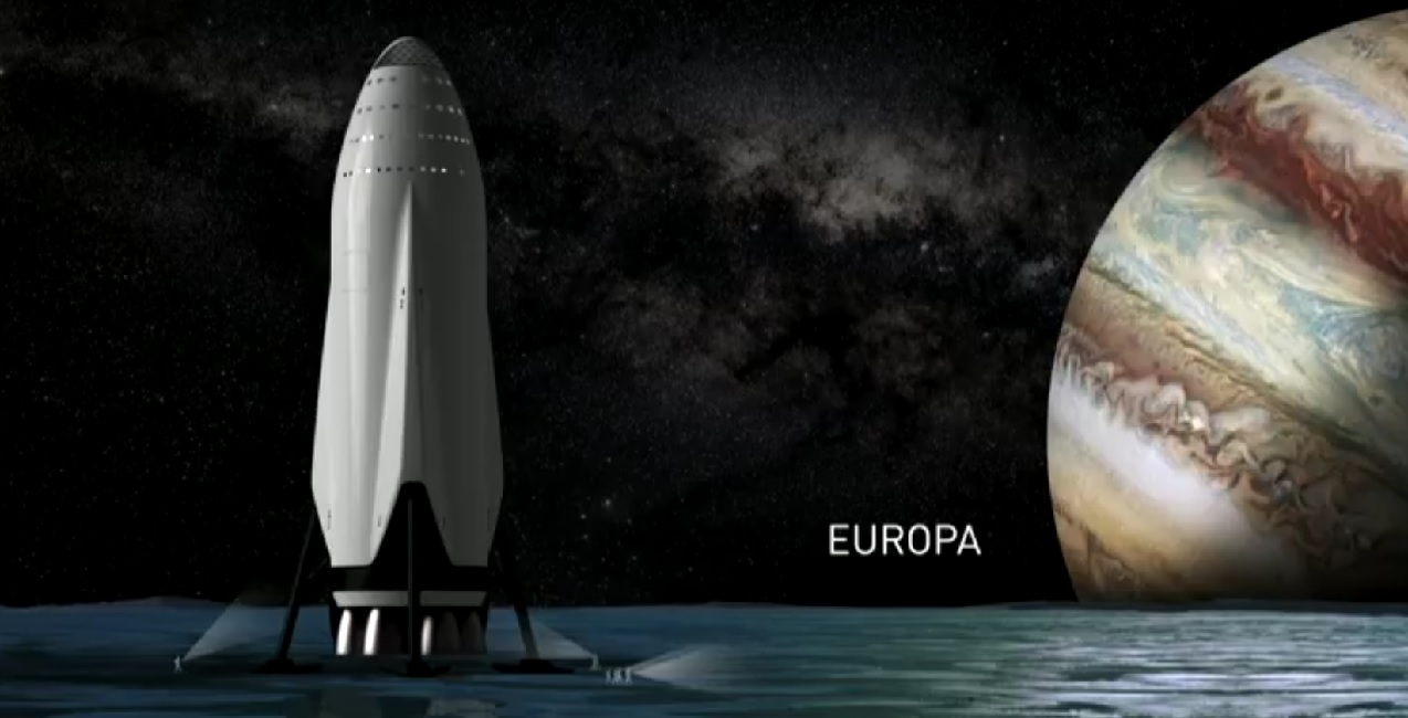 Il veicolo di trasporto atterrato su Europa. Credit: SpaceX