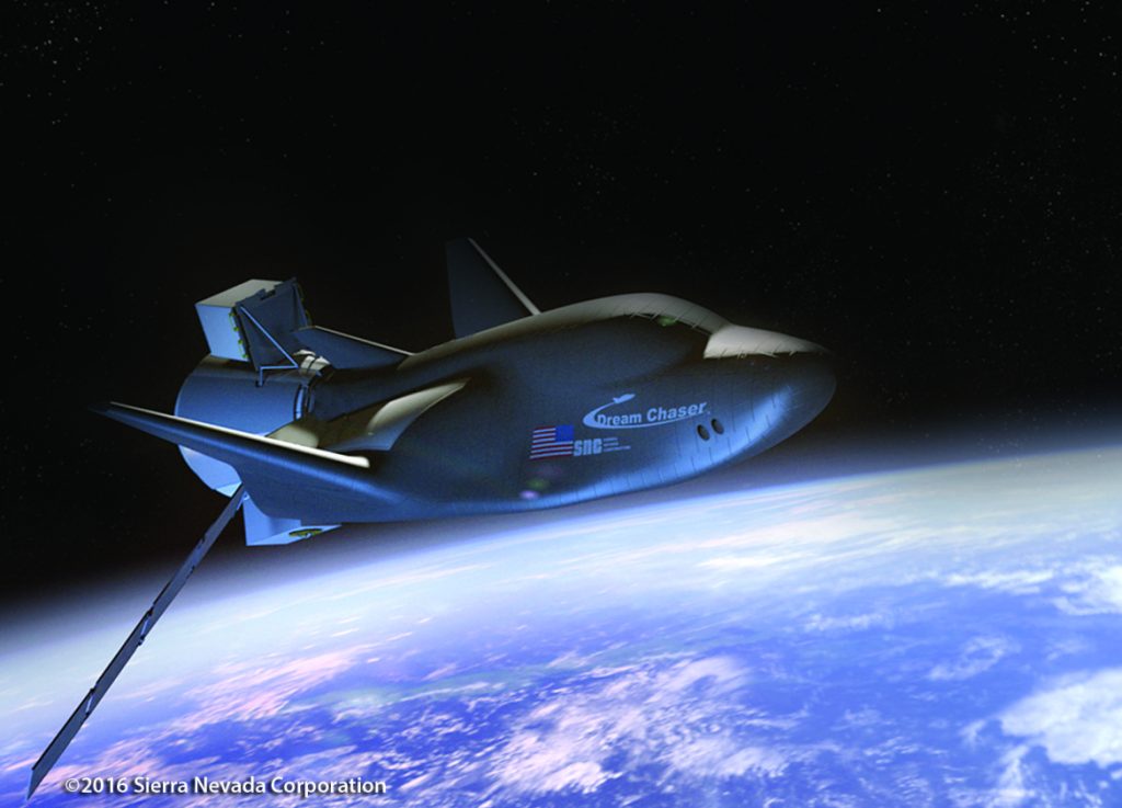 Elaborazione artistica del Dream Chaser in orbita Fonte: SNC