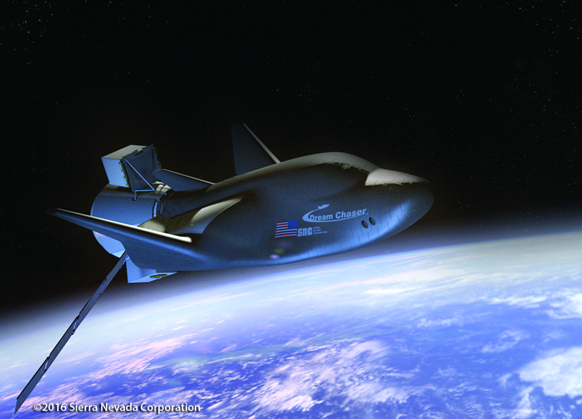 Elaborazione artistica del Dream Chaser in orbita Fonte: SNC