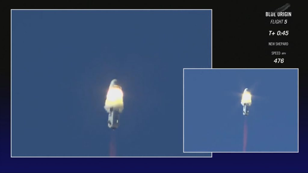 Il momento del dell'attivazione del sistema di fuga. (Credit: Blue Origin)