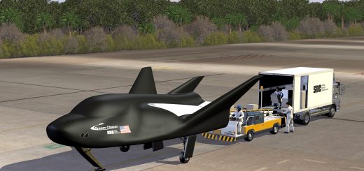 Un rendering raffigurante il Dream Chaser sulla pista di atterraggio. (C) SNC