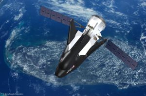 Rappresentazione del Dream Chaser in volo libero Credits: SNC