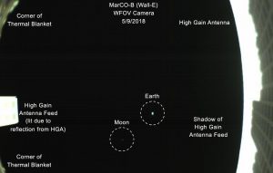 La fotografia inviata da MarCO-B con le annotazioni dei tecnici. Credits: NASA / JPL / Caltech