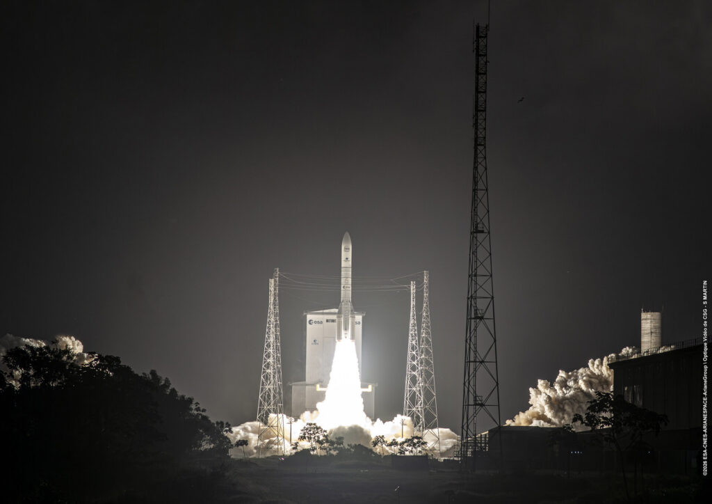 Decollo del razzo Ariane 6 per il volo VA268. Crediti: ESA